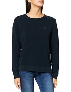 GANT Damen Cotton Pique C-Neck Pullover, Evening Blue, 3XL von GANT