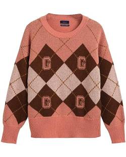 GANT Damen D1. Argyle C-Neck Pullover, Terracotta PINK, XXL von GANT