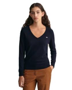 GANT Damen Extrafine V-Neck Pullover, Größe:L, Farbe:EveningBlue(433) von GANT