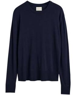 GANT Damen FINE Knit C-Neck Pullover, Evening Blue, XXL von GANT