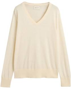 GANT Damen FINE Knit V-Neck Pullover, Cream, M von GANT