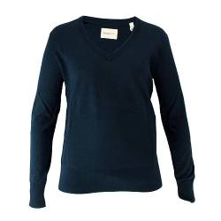 GANT Damen FINE Knit V-Neck Pullover, Evening Blue, M von GANT