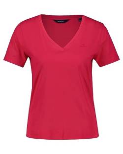 GANT Damen Neck SS T-Shirt ORIGINAL Tshirt MIT V-Ausschnitt, Magenta PINK, XS von GANT