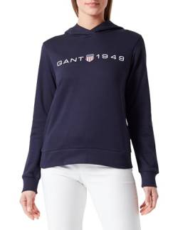 GANT Damen REG Printed Graphic Hoodie Kapuzenpullover, Evening Blue, XL von GANT