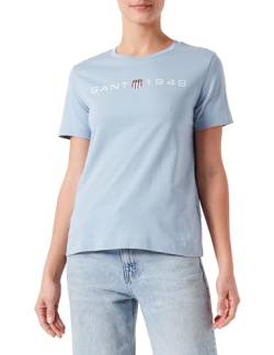 GANT Damen REG Printed Graphic T-Shirt, Dove Blue, X-Large von GANT