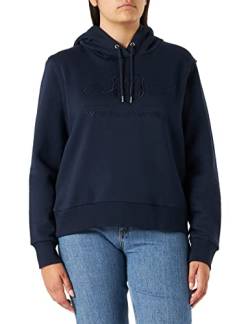 GANT Damen REG Shield Hoodie Tonal Logo Kapuzenpullover, Evening Blue, L von GANT