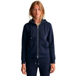 GANT Damen REG Shield Zip Hoodie Tonal Logo KAPUZENPULLOVERJACKE, Evening Blue, L von GANT