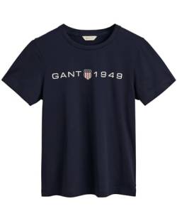 GANT Damen Reg Printed Graphic T-Shirt, Evening Blue, S EU von GANT