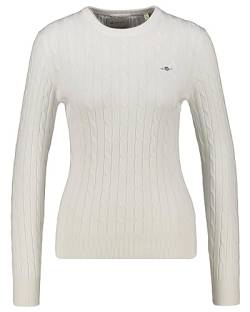 GANT Damen Stretch Cotton Cable C-Neck Pullover, Eggshell, Standard von GANT