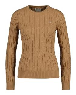 GANT Damen Stretch Cotton Cable C-Neck Pullover, Warm Khaki, XL von GANT