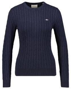 GANT Damen Stretch Cotton Cable C-neck Pullover, Evening Blue, L EU von GANT
