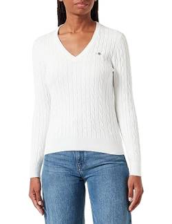 GANT Damen Stretch Cotton Cable V-neck Pullover, Eggshell, XXL EU von GANT