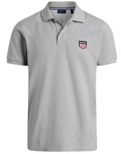 GANT Herren Archive Shield Ss Pique Polo Polohemd Poloshirt Grey Reg XL von GANT