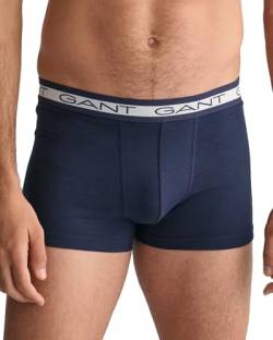 GANT Herren Basic Trunk 3-Pack Boxershorts 3ER Pack, Marine, L von GANT