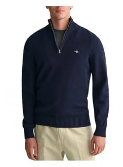 GANT Herren Casual Cotton Halfzip Pullover, Evening Blue, XXL EU von GANT