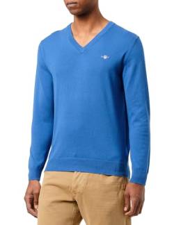 GANT Herren Classic Cotton V-Neck Pullover, Rich Blue, Large von GANT
