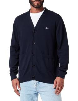 GANT Herren Classic Cotton V-cardigan Strickjacke, Evening Blue, 3XL EU von GANT