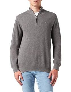 GANT Herren Cotton Pique Halfzip Pullover, Dark Grey Melange, L EU von GANT