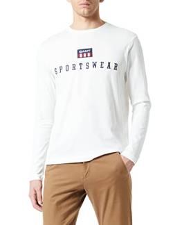 GANT Herren D2. Retro Flag LS T-Shirt, Eggshell, S von GANT