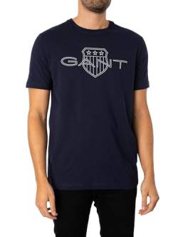 GANT Herren Logo SS T-Shirt, Evening Blue, L von GANT