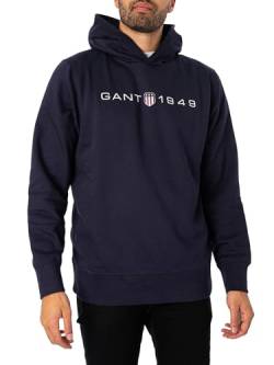 GANT Herren Printed Graphic Hoodie Kapuzenpullover, Evening Blue, L von GANT