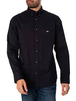 GANT Herren REG POPLIN Shirt Klassisches Hemd, Black, S von GANT