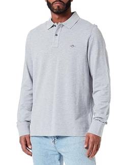 GANT Herren REG Shield LS Pique Rugger KLASSISCHES Langarm Poloshirt, Grey Melange, L von GANT