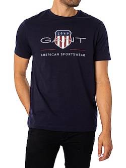 GANT Herren REG Shield SS ARCHIV Logo T-Shirt, Evening Blue, S von GANT