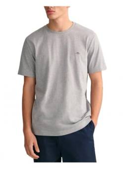 GANT Herren REG Shield SS T-Shirt, Grey Melange, 3XL von GANT