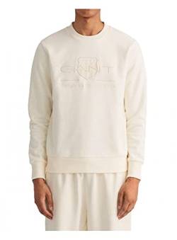 GANT Herren REG Tonal Shield C-Neck Sweat Pullover, Eggshell, XL von GANT