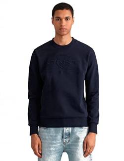 GANT Herren REG Tonal Shield C-Neck Sweat Pullover, Evening Blue, 3XL von GANT