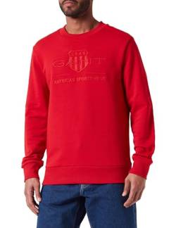 GANT Herren REG Tonal Shield C-Neck Sweat Sweatshirt, Ruby RED, XXL von GANT
