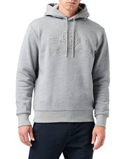 GANT Herren REG Tonal Shield Hoodie Kapuzenpullover, Grey Melange, XL von GANT