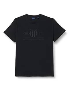GANT Herren REG Tonal Shield SS T-Shirt, Black, 4XL von GANT
