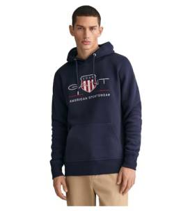 GANT Herren Reg Archive Shield Hoodie Kapuzenpullover, Evening Blue, L EU von GANT