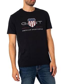 GANT Herren Reg Archive Shield T-shirt T Shirt, Schwarz, S EU von GANT