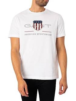 GANT Herren Reg Archive Shield T-shirt T Shirt, Weiß, 4XL EU von GANT