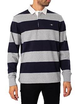 GANT Herren Reg Shield Barstripe Heavy Rugger Hemd, Grey Melange, XL EU von GANT