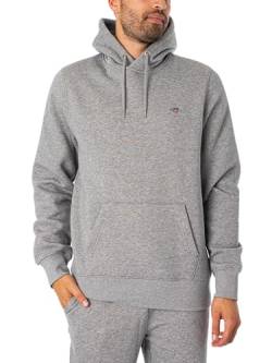 GANT Herren Reg Shield Hoodie Kapuzenpullover, Grey Melange, 3XL EU von GANT