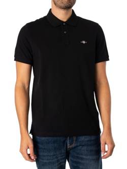 GANT Herren Reg Shield Pique Polohemd, Schwarz, L EU von GANT