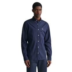 GANT Herren Slim Poplin Shirt Klassisches Hemd, Marine, L EU von GANT