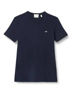 GANT Herren Slim Shield V-neck T-shirt T Shirt, Evening Blue, L EU von GANT