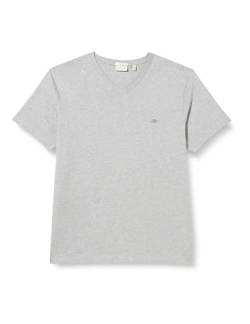 GANT Herren Slim Shield V-neck T-shirt T Shirt, Grey Melange, XL EU von GANT