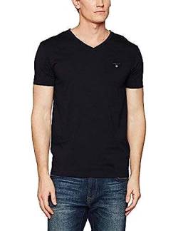 GANT Herren Slim V-Neck ORIGINAL T-Shirt MIT V-Ausschnitt SCHMALE Passform, Black, XS von GANT
