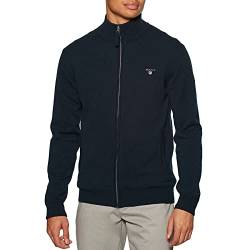 GANT Herren Superfine Lambswool Zip CARDIGA Strickjacke, Marine, 3XL von GANT