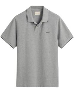 GANT Herren Tipping SS Pique Rugger Polohemd, Grey Melange, XL von GANT