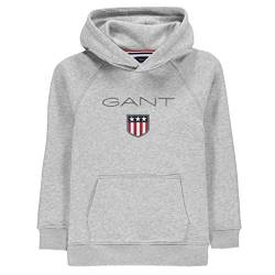 GANT Jungen D1. Shield Logo Sweat Hoodie Sportkapuzenpullover, Grau (Light Grey Melange 94), 9-10 Jahre EU von GANT