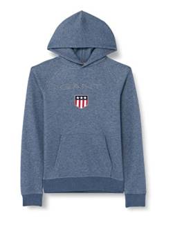 GANT Jungen Shield Hoodie Kapuzenpullover, Indigo Blue Melange, 176 von GANT