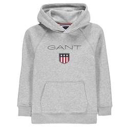 GANT Jungen Shield Hoodie Sportkapuzenpullover, Light Grey Melange, 158/164 von GANT