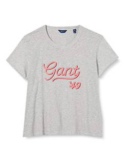 GANT Mädchen D1 Script SS T-Shirt, Light Grey Melange, 176 von GANT